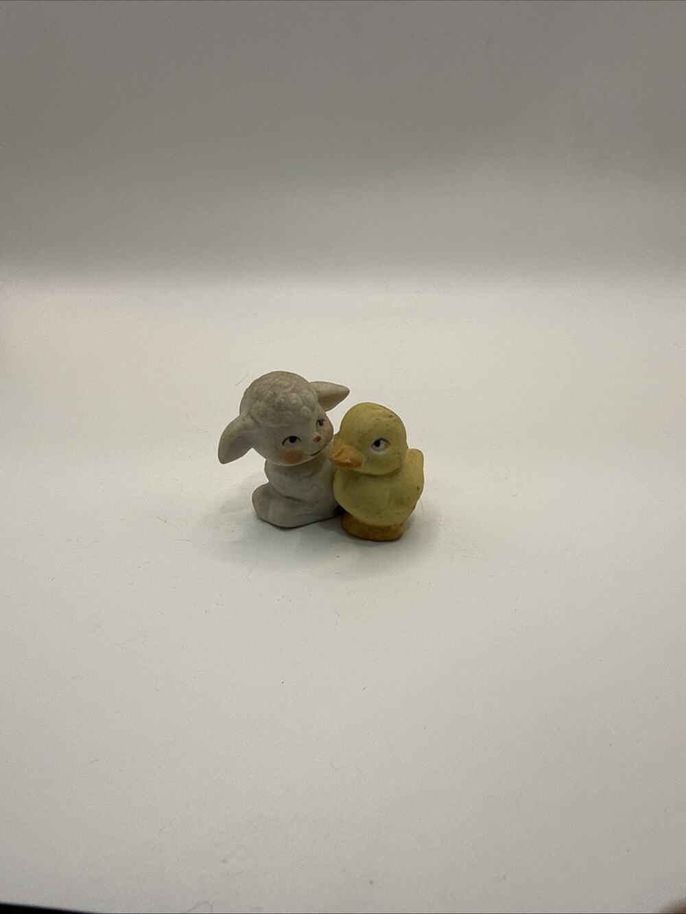 1983 Bisque Lamb and Duck Figurine: Retro Collectible